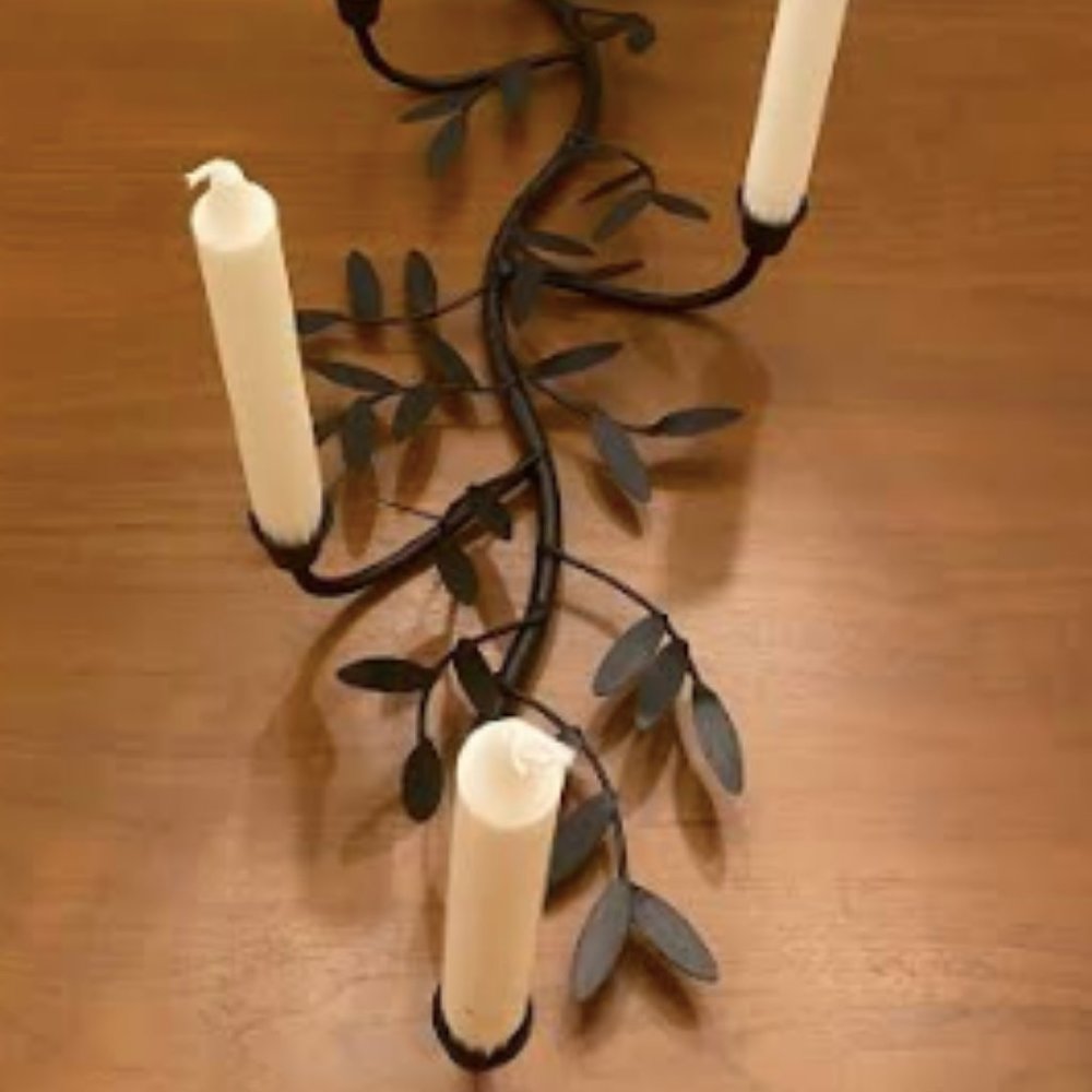 Hand-painted Metal Olive Branch 10 Candle Centerpiece